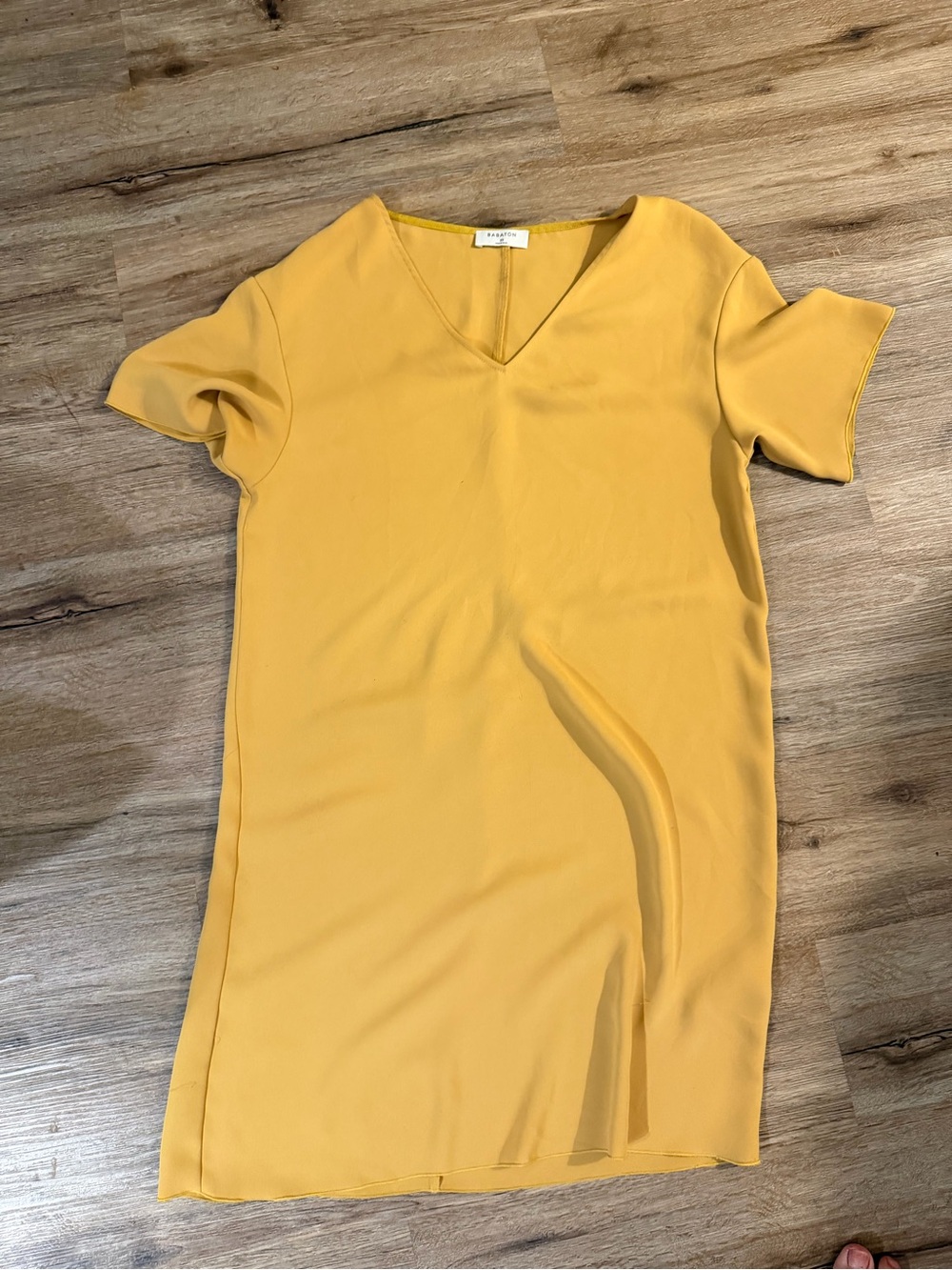 Aritzia Babaton Mustard V-Neck Mini Dress